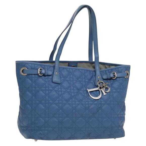 DIOR Canage Tote Bag Canvas Blue Silver - Picture 1 of 12